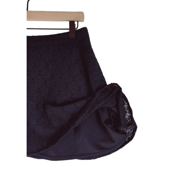 L'Amour Black Skater Mini Skirt Floral Eyelet Lace Shell Sexy Size L All Seasons - Picture 2 of 7